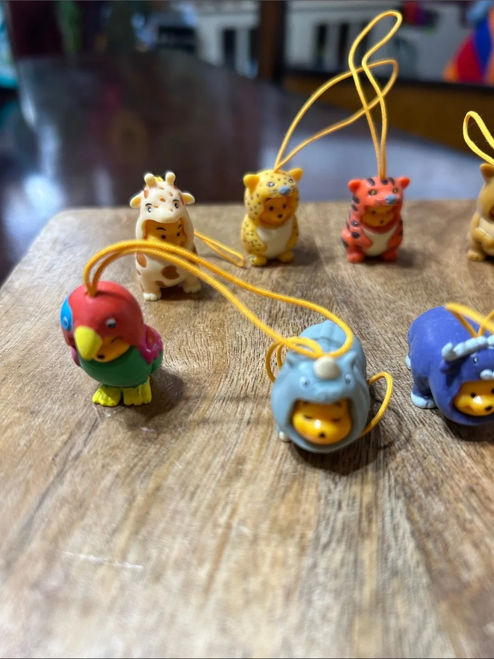 Vintage Disney 2000 Peek-A-Pooh Lot of 8 Phone Charms & Winnie Tin Box Bundle